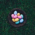 Easter Eggs on brown nest